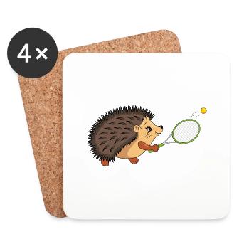 Glücklicher Igel spielt Tennis - Untersetzer (4er-Set) - Weiß - Vorne