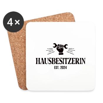 Hausbesitzerin 2024 Bauherrin Hauskauf Hausbau - Untersetzer (4er-Set) - Weiß - Vorne