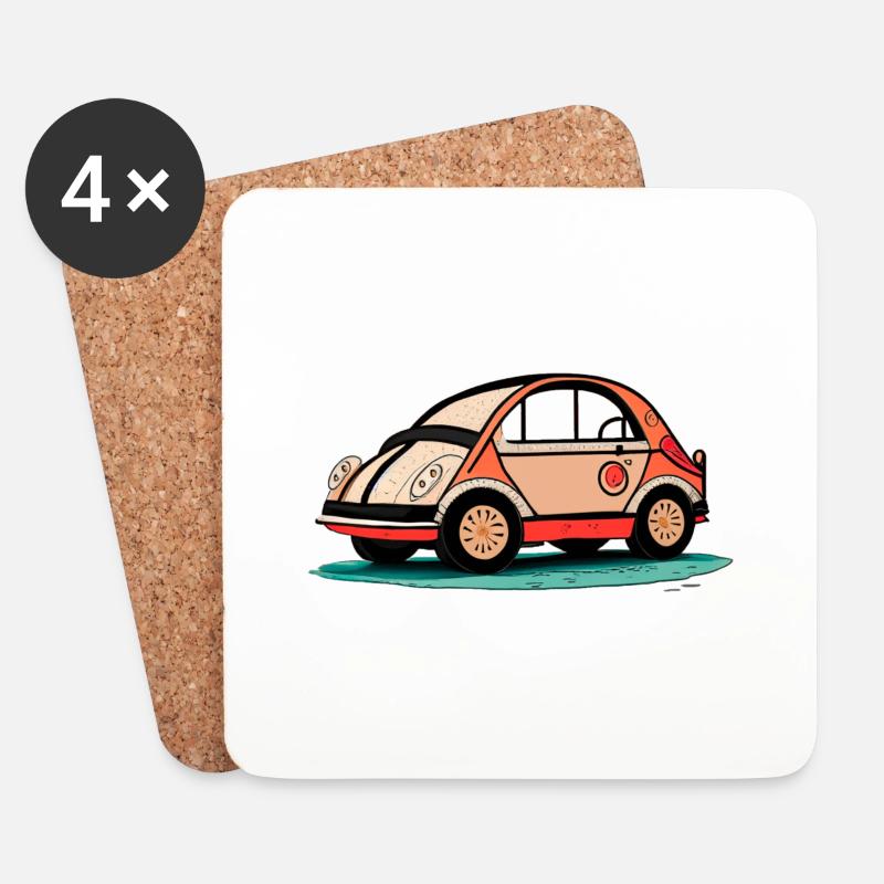 Rosa Auto - Untersetzer (4er-Set) - Weiß