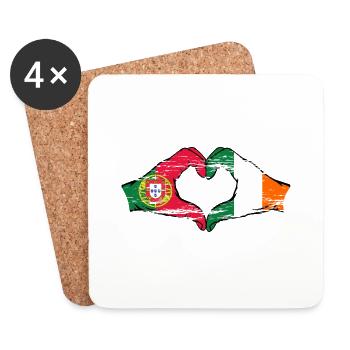 Portugal Irland Flagge Hände Herzform used - Untersetzer (4er-Set) - Weiß - Vorne