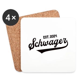 Schwager est 2024 Hochzeit Lieblingsschwager - Untersetzer (4er-Set) - Weiß - Vorne