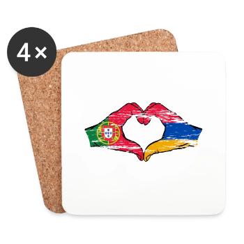 Portugal Armenien Flagge Hände Herzform used - Untersetzer (4er-Set) - Weiß - Vorne