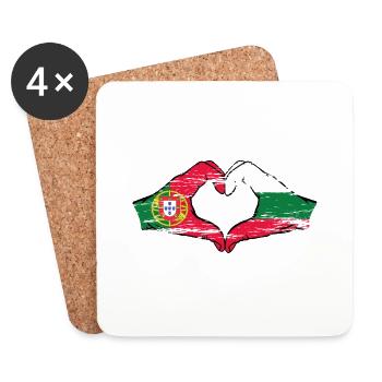 Portugal Bulgarien Flagge Hände Herzform used - Untersetzer (4er-Set) - Weiß - Vorne