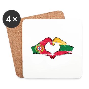 Portugal Litauen Flagge Hände Herzform used - Untersetzer (4er-Set) - Weiß - Vorne