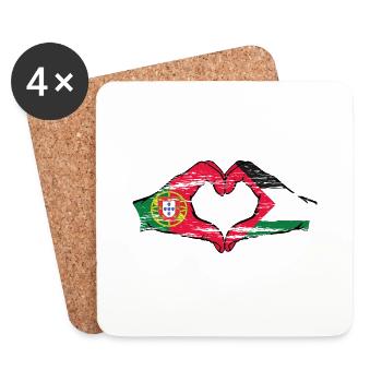 Portugal Palestine Drapeau Mains Coeur Forme Utilisé - Dessous de verre (lot de 4) - blanc - Devant
