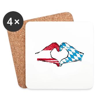 Austria Bavaria Flag Hands Heart Shape Used - Coasters (set of 4) - white - Front