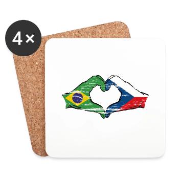 Brazil Czech Republic Flag Heart Shape Used - Coasters (set of 4) - white - Front
