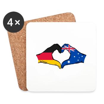 Deutschland Australien Flagge Herzform - Untersetzer (4er-Set) - Weiß - Vorne