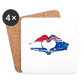 Holland Australien Flagge Herzform used - Untersetzer (4er-Set) - Weiß - Vorne
