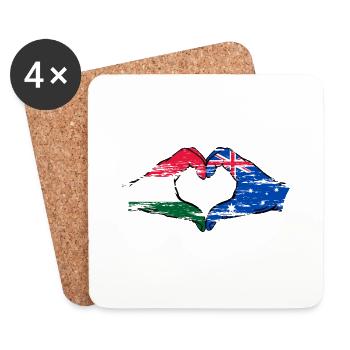 Ungarn Australien Flagge Herzform used - Untersetzer (4er-Set) - Weiß - Vorne