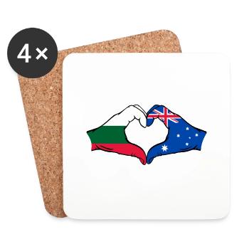 Bulgarie Australie Drapeau Coeur Forme - Dessous de verre (lot de 4) - blanc - Devant