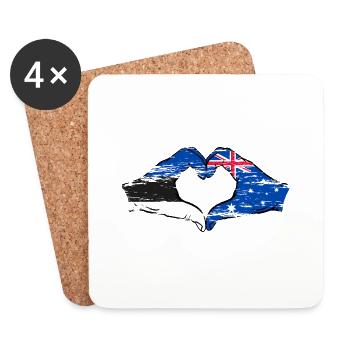 Estonia Australia Flag Heart Shape Used - Coasters (set of 4) - white - Front