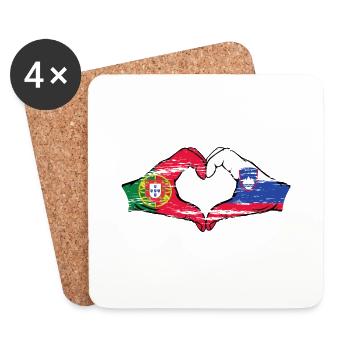 Portugal Slowenien Flagge Herzform used - Untersetzer (4er-Set) - Weiß - Vorne