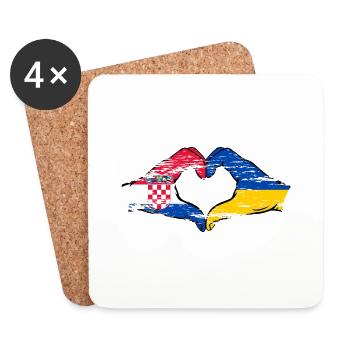 Kroatien Ukraine Flagge Herzform used - Untersetzer (4er-Set) - Weiß - Vorne