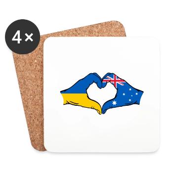 Ukraine Australien Flagge Herzform - Untersetzer (4er-Set) - Weiß - Vorne