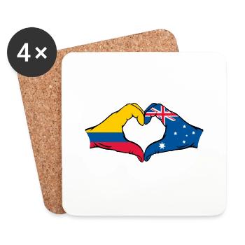 Kolumbien Australien Flagge Herzform - Untersetzer (4er-Set) - Weiß - Vorne