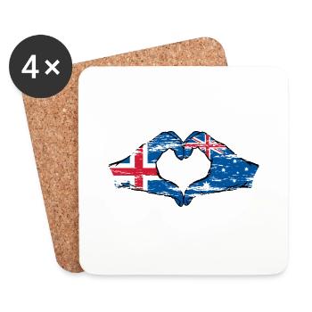 Islande Australie Drapeau Coeur Utilisé - Dessous de verre (lot de 4) - blanc - Devant