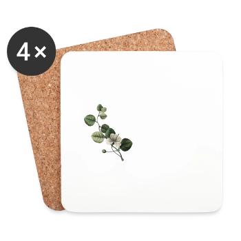 Numéro 65 floral vert - 65e anniversaire floral - Dessous de verre (lot de 4) - blanc - Devant