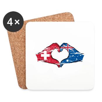 Suisse Australie drapeau coeur utilisé - Dessous de verre (lot de 4) - blanc - Devant