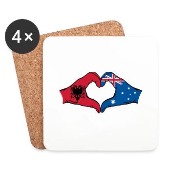 Albania Australia Flag Heart Shape - Coasters (set of 4) - white - Front