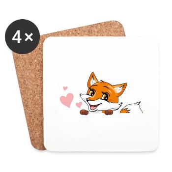 Spähender süßer Babyfuchs mit Herzen - Untersetzer (4er-Set) - Weiß - Vorne