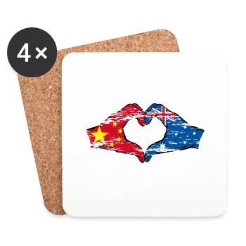 China Australia flag heart shape used - Coasters (set of 4) - white - Front