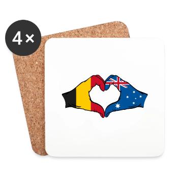 Belgien Australien Flagge Herzform - Untersetzer (4er-Set) - Weiß - Vorne
