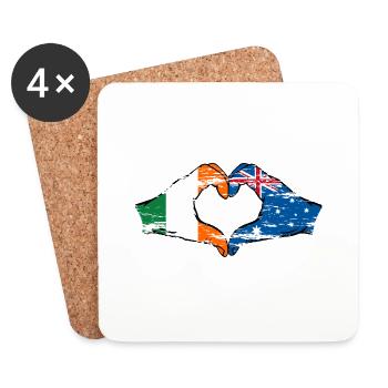 Irland Australien Flagge Herzform used - Untersetzer (4er-Set) - Weiß - Vorne