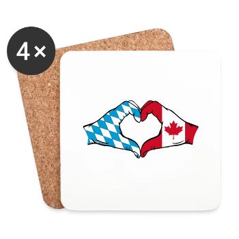 Bavaria Canada Flag Hands Heart Shape - Coasters (set of 4) - white - Front
