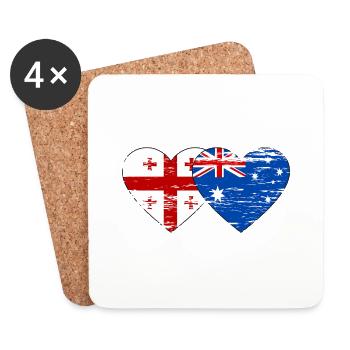 Georgien Australien Flagge Herz Flagge used - Untersetzer (4er-Set) - Weiß - Vorne