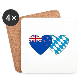 Neuseeland Bayern Flagge Herz - Untersetzer (4er-Set) - Weiß - Vorne