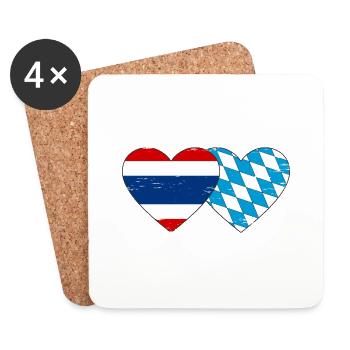 Thailand Bavaria Flag Heart used - Coasters (set of 4) - white - Front
