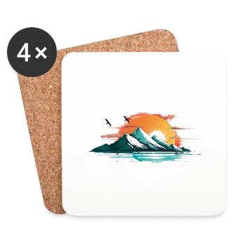 Abstrakte Berglandschaft im Sonnenuntergang - Untersetzer (4er-Set) - Weiß - Vorne