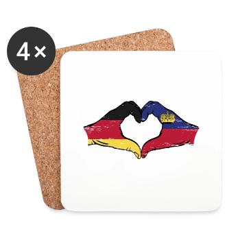 Allemagne Liechtenstein Drapeau Mains Coeur Shape us - Dessous de verre (lot de 4) - blanc - Devant