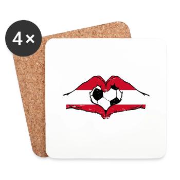 Austria Football Flag Hands Heart Shape Used - Coasters (set of 4) - white - Front