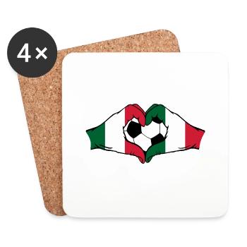 Italy Football Flag Hands Heart Shape - Coasters (set of 4) - white - Front