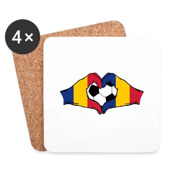 Romania Football Flag Hands Heart Shape - Coasters (set of 4) - white - Front