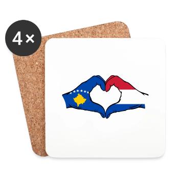 Kosovo Holland Flag Hands Heart Shape - Coasters (set of 4) - white - Front