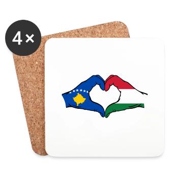 Kosovo Ungarn Flagge Hände Herzform - Untersetzer (4er-Set) - Weiß - Vorne