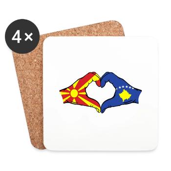 Mazedonien Kosovo Flagge Hände Herzform - Untersetzer (4er-Set) - Weiß - Vorne