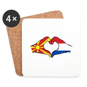 Mazedonien Holland Flagge Hände Herzform used - Untersetzer (4er-Set) - Weiß - Vorne