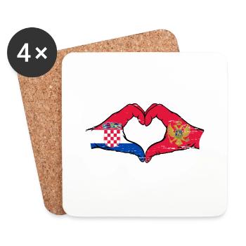Kroatien Montenegro Flagge Hände Herzform used - Untersetzer (4er-Set) - Weiß - Vorne