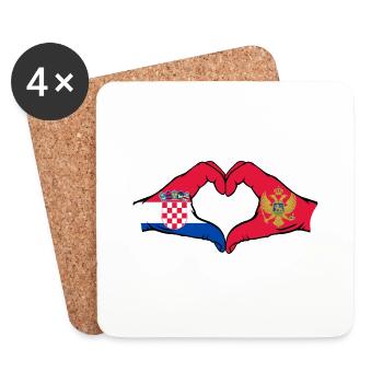 Kroatien Montenegro Flagge Hände Herzform - Untersetzer (4er-Set) - Weiß - Vorne