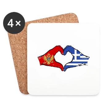Montenegro Greece Flag Hands Heart Shape Used - Coasters (set of 4) - white - Front
