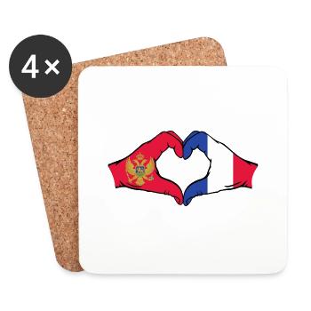 Montenegro France Flag Hands Heart Shape - Coasters (set of 4) - white - Front