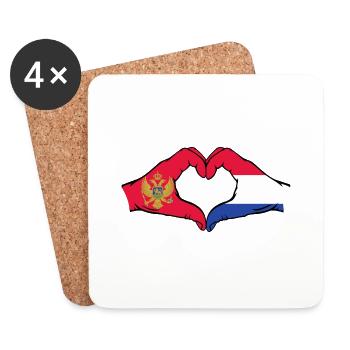 Monténégro Hollande Drapeau Mains Coeur - Dessous de verre (lot de 4) - blanc - Devant