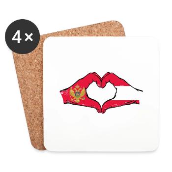 Montenegro Austria flag hands heart shape used - Coasters (set of 4) - white - Front