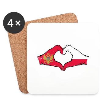 Montenegro Polen Flagge Hände Herzform used - Untersetzer (4er-Set) - Weiß - Vorne
