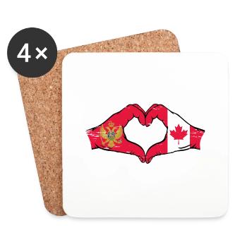 Monténégro Canada drapeau mains forme coeur utilisé - Dessous de verre (lot de 4) - blanc - Devant