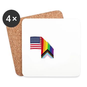 Drapeau Patriot USA et drapeau LGBT - Fier allié - Gay - Dessous de verre (lot de 4) - blanc - Devant